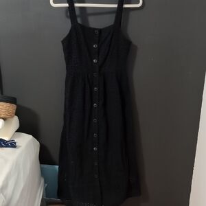J. Crew Black Eyelet Midi Dress